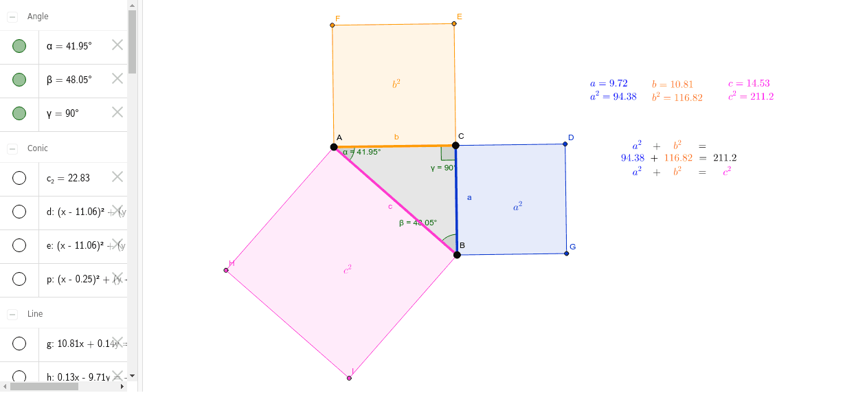 Pythagorean Theorem Demonstration – GeoGebra