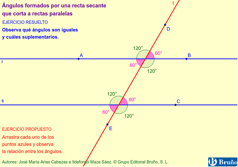 Angulos De Una Recta Secante Que Corta A Dos Rectas Paralelas