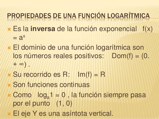 Propiedades de las funciones logarítmicas: 