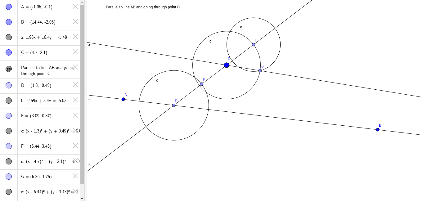 Start Parallel To Line Through Point Geogebra