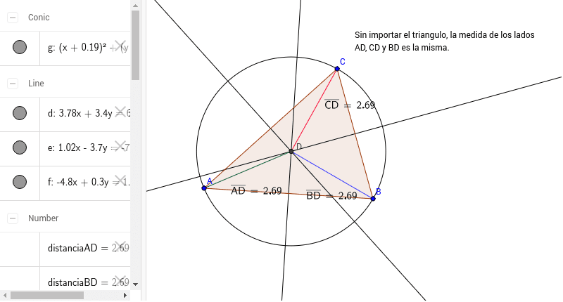 Elementos secundarios de un triángulo: Simetrales. – GeoGebra