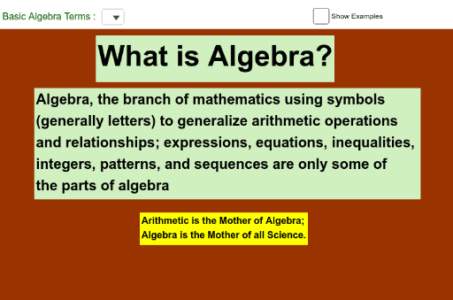 Basic Terms in Algebra – GeoGebra