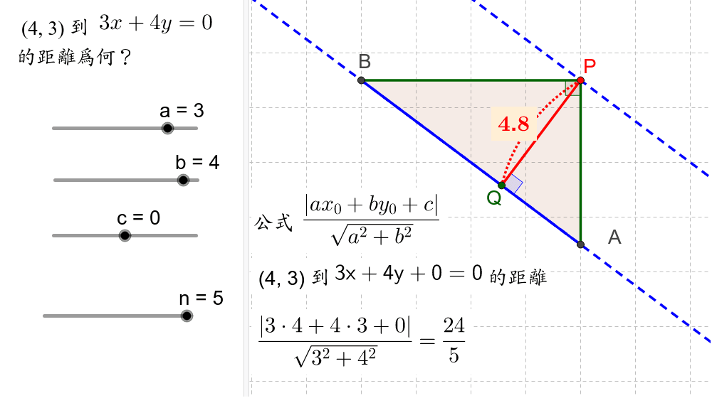 點到直線距離7 距離公式 Geogebra