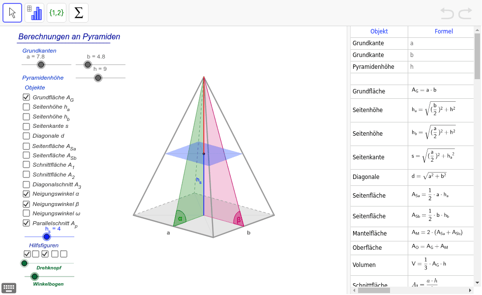 Berechnungen An Pyramiden Geogebra