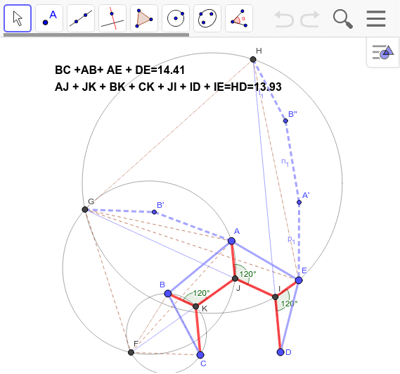 五点を結ぶシュタイナー点 Geogebra