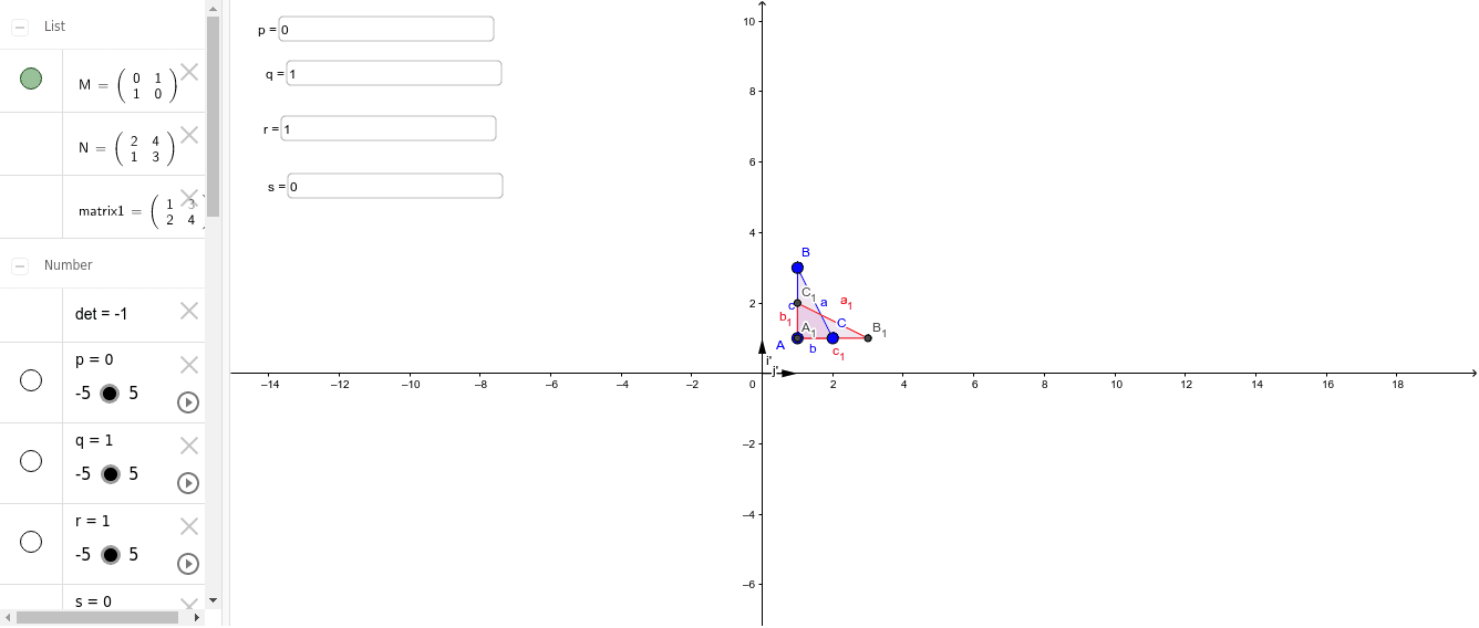 Matrix and determinant – GeoGebra