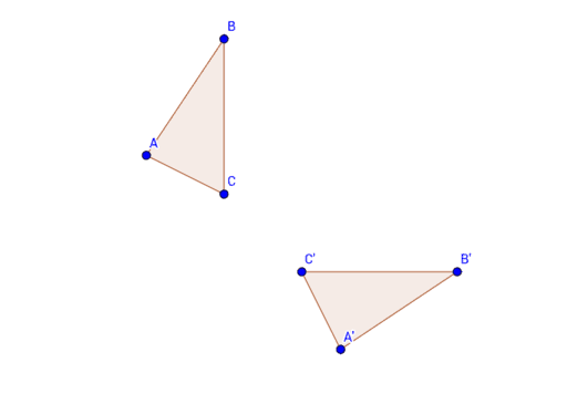 Triangle ABC was reflected to form Triangle A'B'C'. Draw in the line of ...