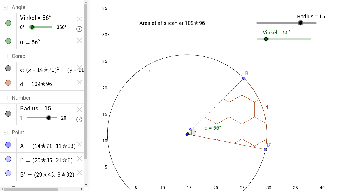 Areal (Cirkel) – GeoGebra