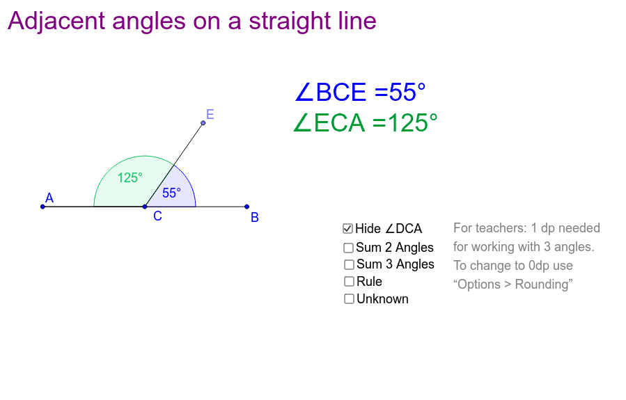 Rule 1 Adjacent Angles On A Straight Line GeoGebra