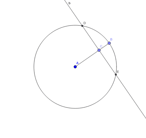 Perpendicular intersection of a chord and the radius. – GeoGebra