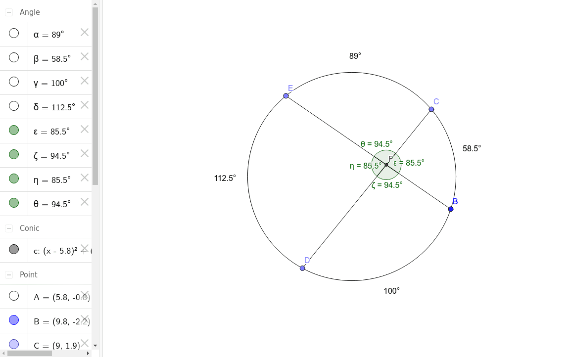 Circles - Interior Angles – GeoGebra