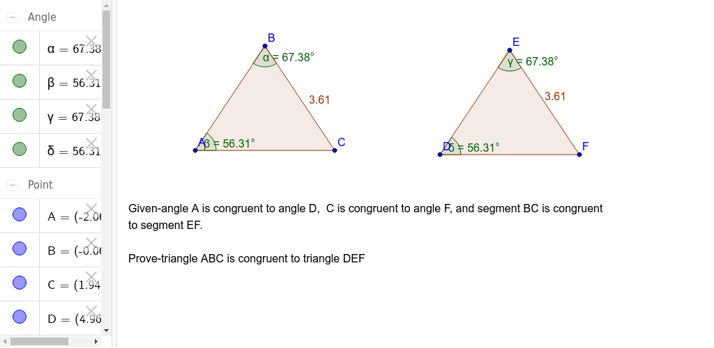 Proving A Triangle Is Congruent By Aas Or Asa Theorem 45 Geogebra 6797