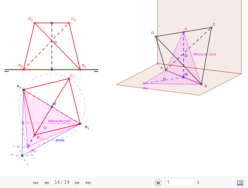 DT2.Diedrico. Poliedros. Tetraedro. Dos Aristas // Al PH – GeoGebra