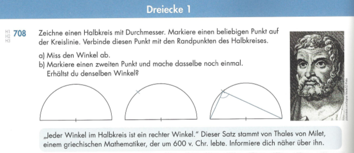 Classic introduction of Thales' circle theorem