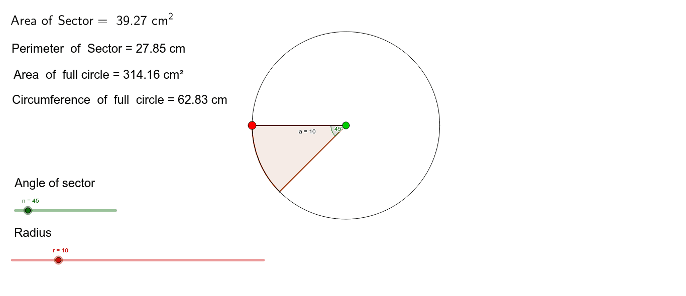 Area and Perimeter of Sectors – GeoGebra