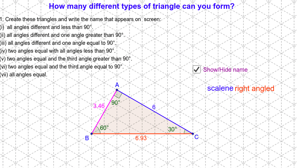 Classifying tTriangles – GeoGebra