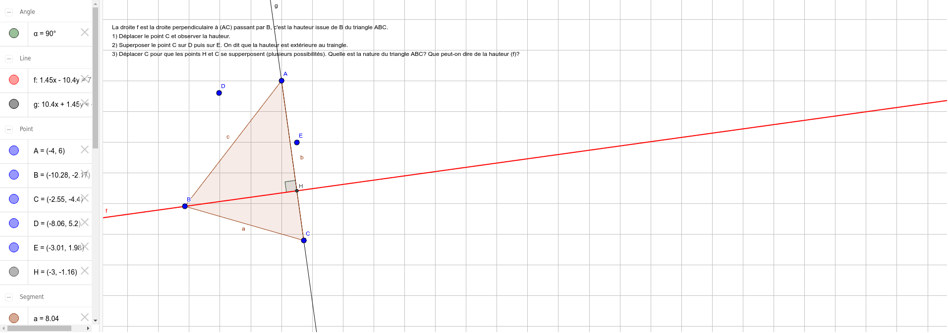 Hauteur D Un Triangle Geogebra