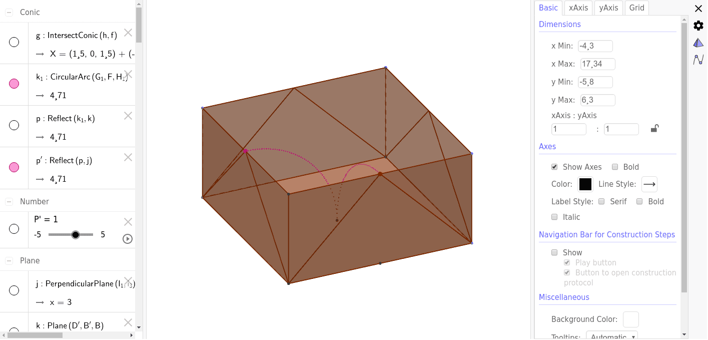 立方体の裏返し 側面倒し Geogebra