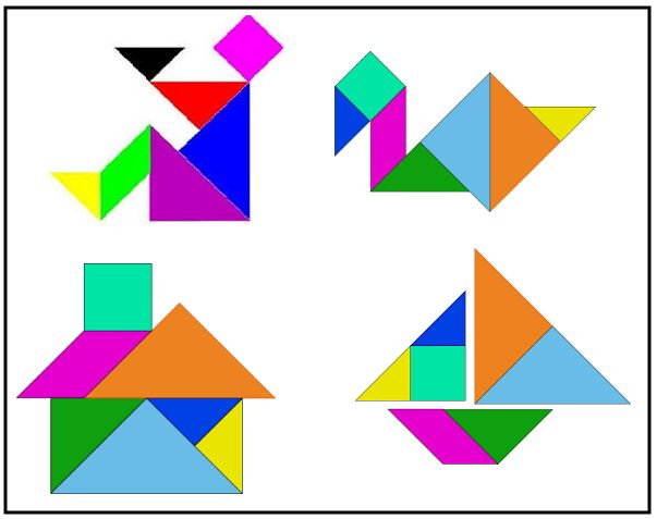 Alguns exemplos de imagens montadas com as peças do Tangram