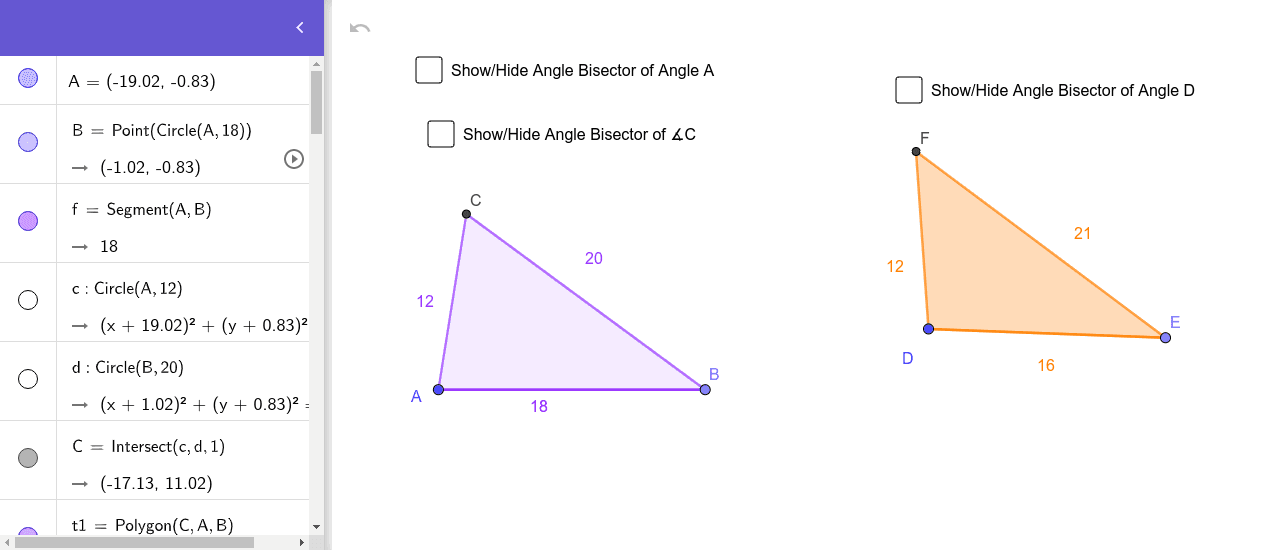 Triangle Angle Bisector Theorem (2.0) – GeoGebra