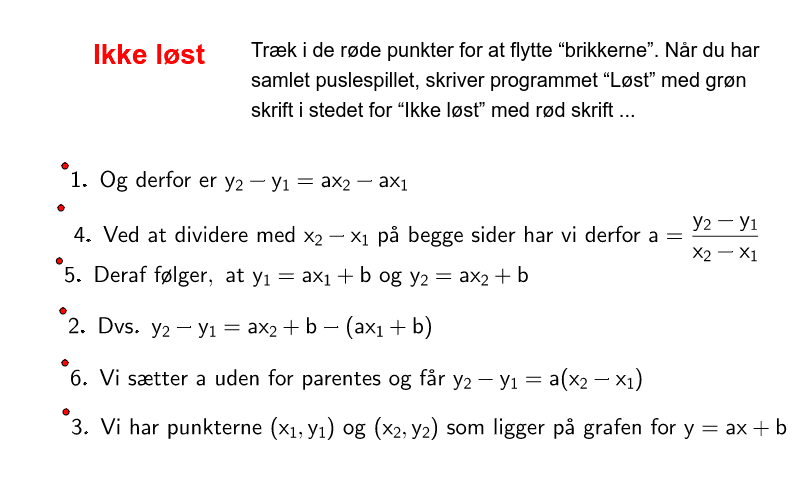 Bevispuslespil For A I Linjens Ligning – GeoGebra