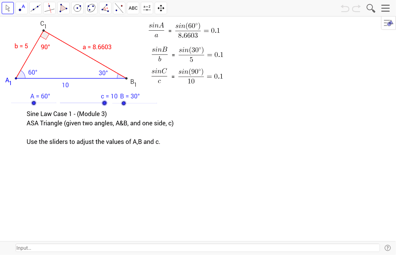 Sine Law Case 1 – Geogebra