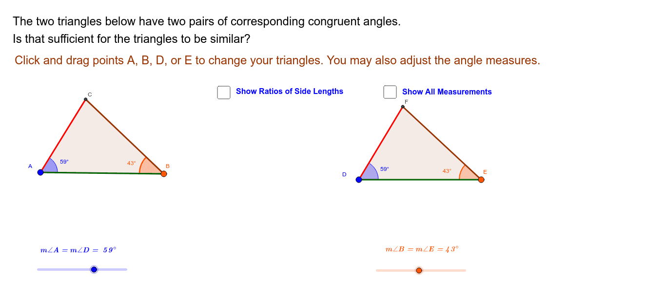 A A Shortcut Test for Similar Triangles – GeoGebra