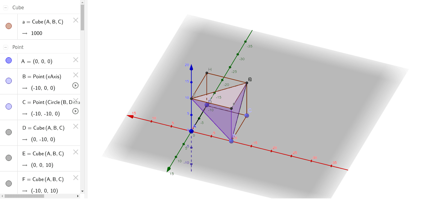 Tetrahedron in a cube – GeoGebra