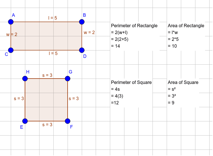 square and rectangle area