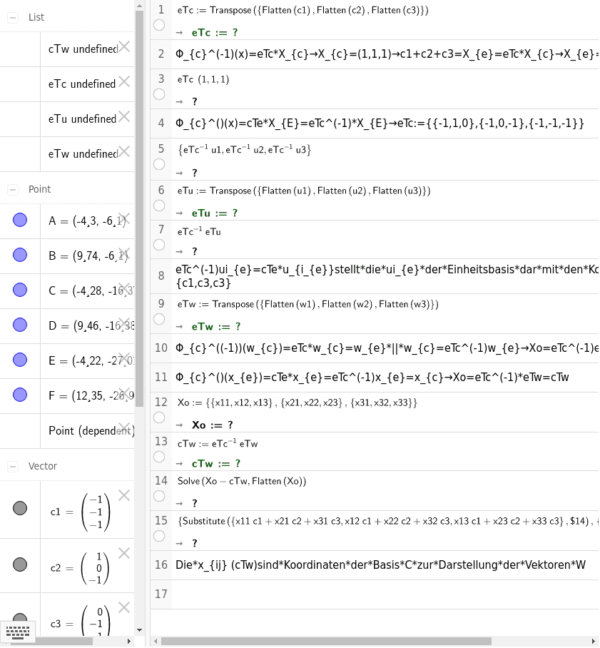 Isomorphismus R3 Basis C Geogebra