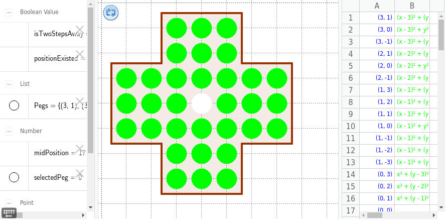 Peg Solitare V1 Geogebra