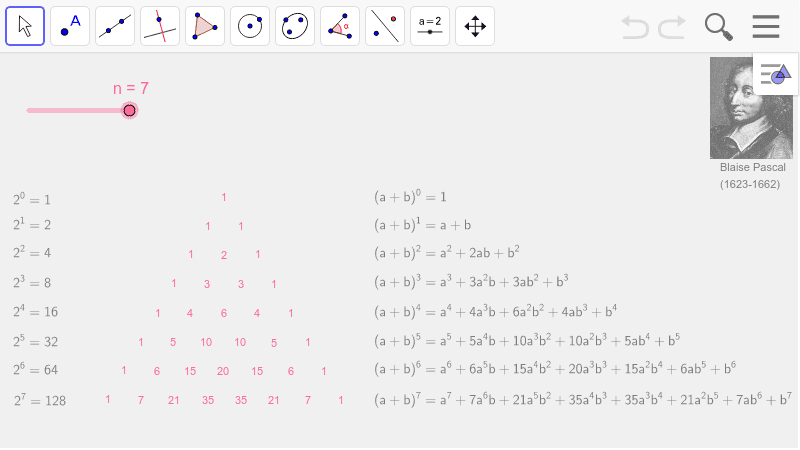 Pascal S Tri Binomial Expansion Geogebra