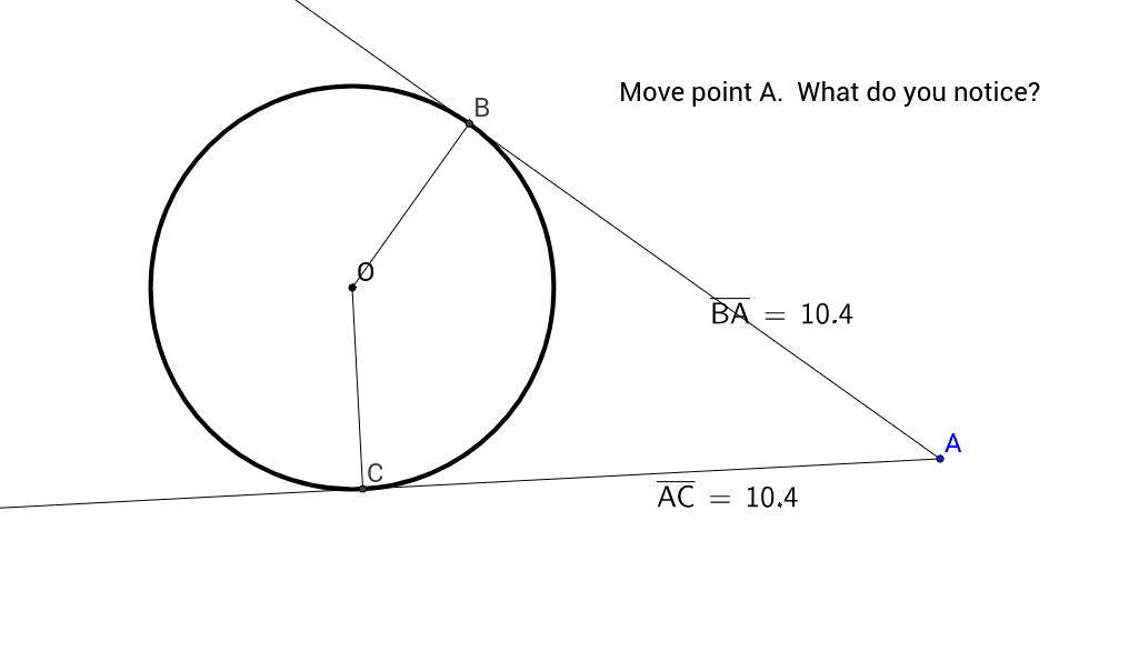 Two Tangents To A Circle Geogebra