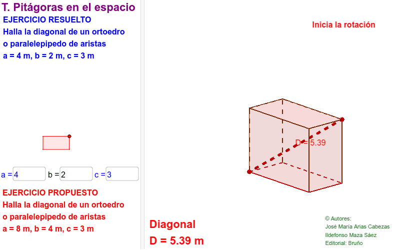 Teorema De Pitágoras En El Espacio Hallar La Diagonal De Un Ortoedro Geogebra 5767