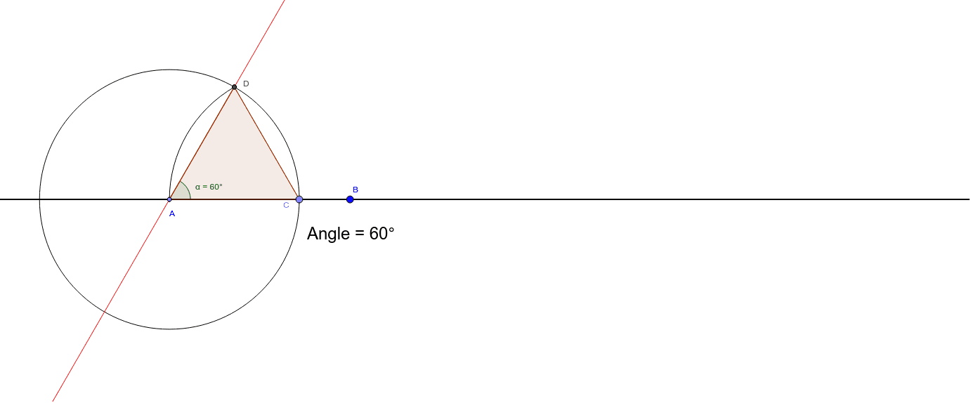 Construction of an angle of 60 degrees. – GeoGebra