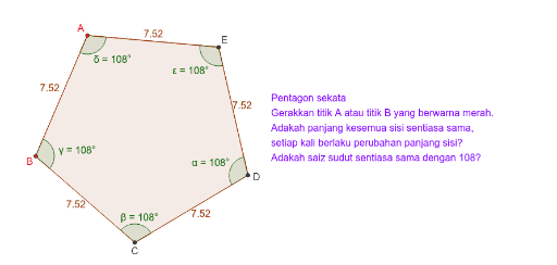 Pentagon sekata – GeoGebra