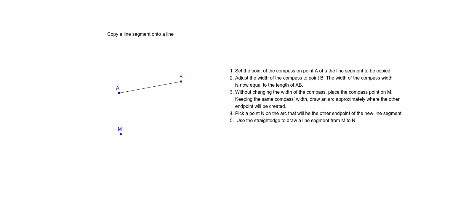 Basic Construction: Copy a Line Segment – GeoGebra