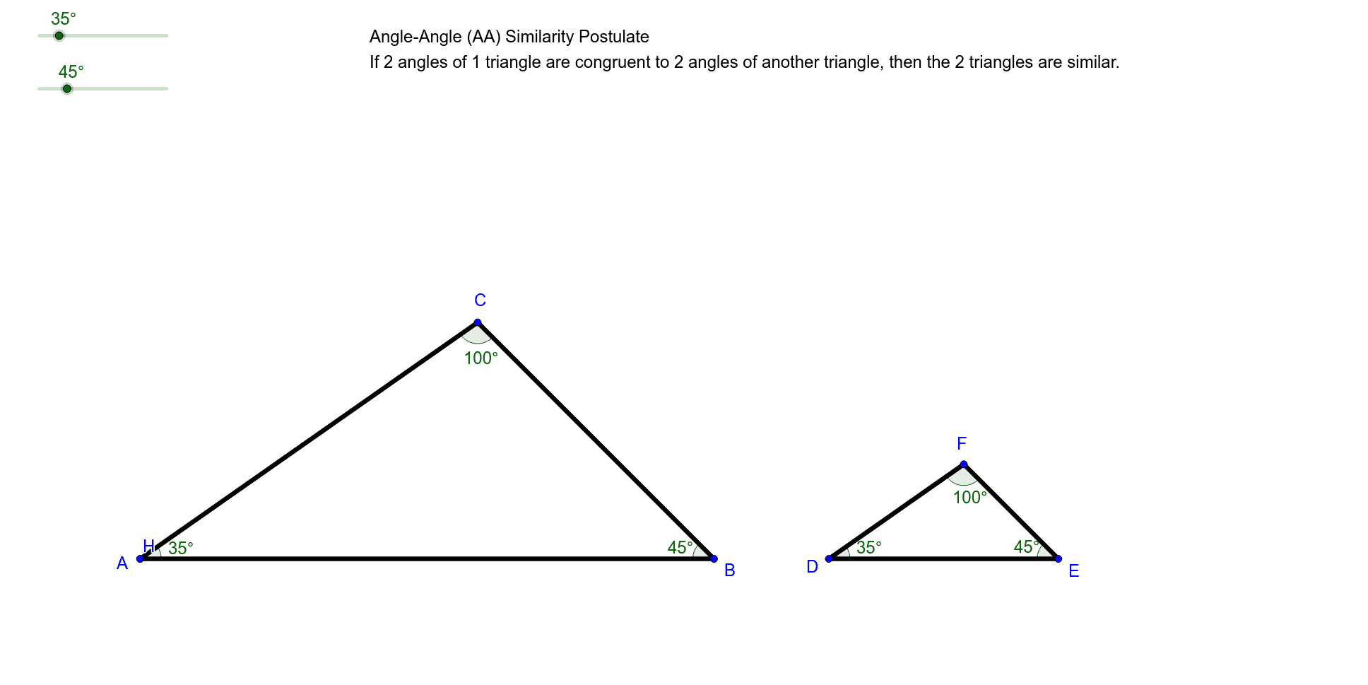 Angle Angle Aa Similarity Postulate Geogebra 3734