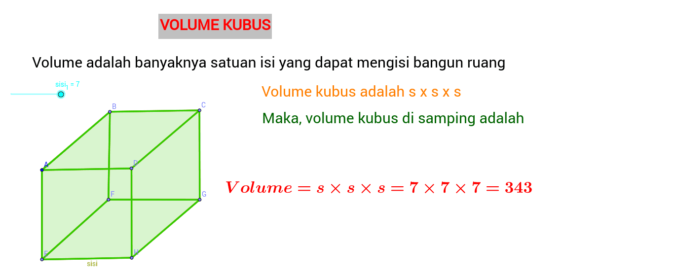 Volume Kubus – GeoGebra