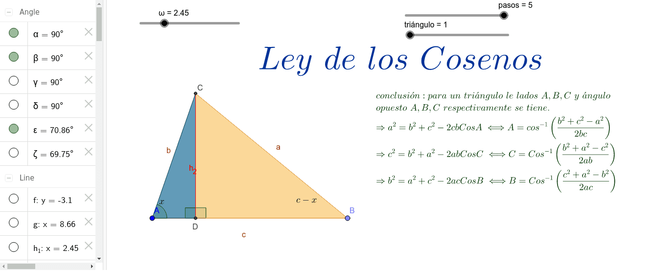 Ley De Los Cosenos Geogebra 3837