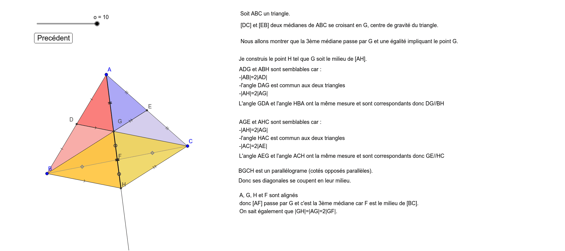 Demonstration Medianes Concourantes Et Ag 2 Gf Geogebra