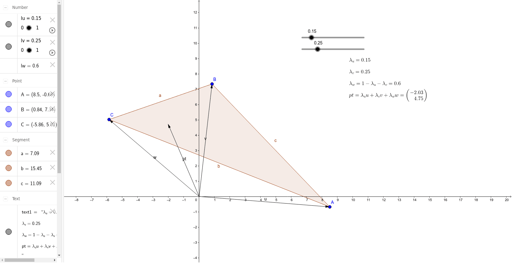 Combinacoes Lineares E Um Triangulo Geogebra