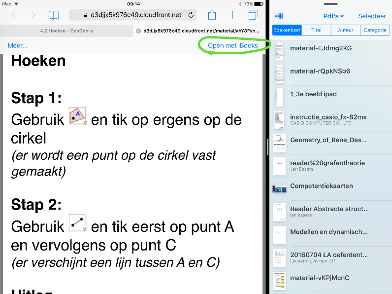 Klik rechts bovenin op open in iBooks