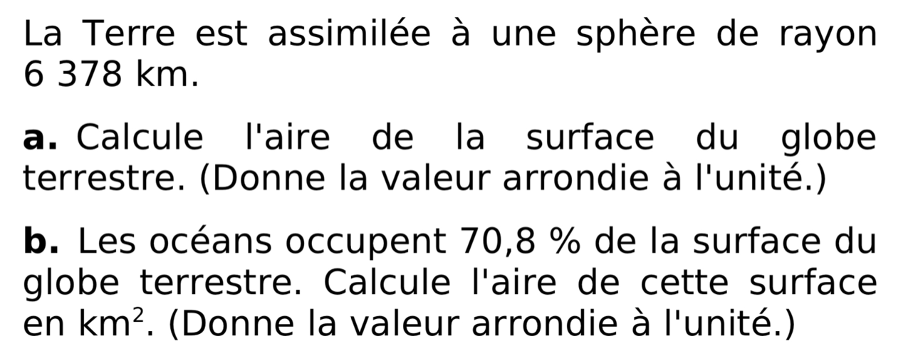 Aire d’une sphère et volume d’une  boule. 