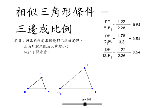 相似三角形條件 三邊成比例 Geogebra