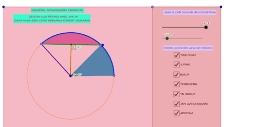 Mengenal Bagian Bagian Lingkaran Geogebra