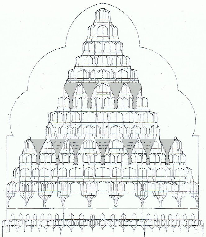 Drawing by Fatin Uluengin with additional coloring in grey of the stalactites.