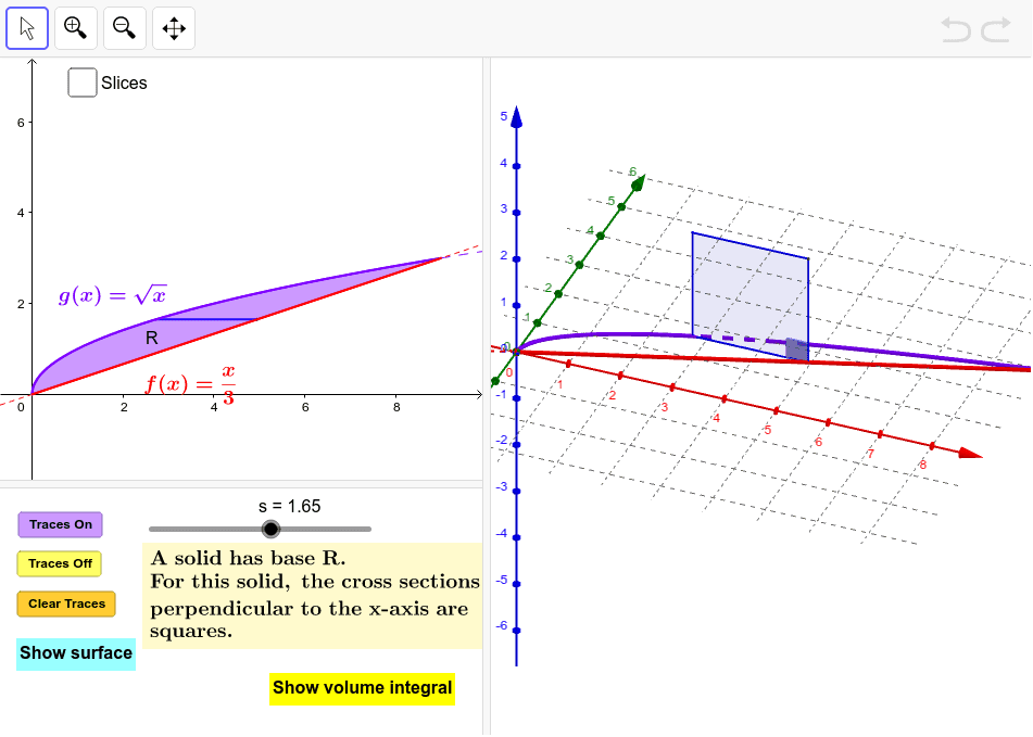 AB2008_1c_B Volume, Square Cross Sections – GeoGebra