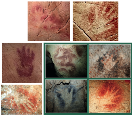 [size=100]Figure 2. Cave art: positive and negative handprints (Photography: Hipólito Collado, Jefe Secc. Arqueología, Director General Patrimonio Cultural, Consejería de Cultura, 
Junta de Extremadura. [Collado 21], reproduced with author permission)[/size]