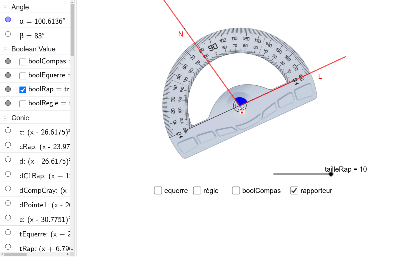 Lecture d'un angle avec un rapporteur d'angle – GeoGebra